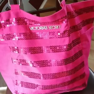 Victoria secret pink sequin tote bag